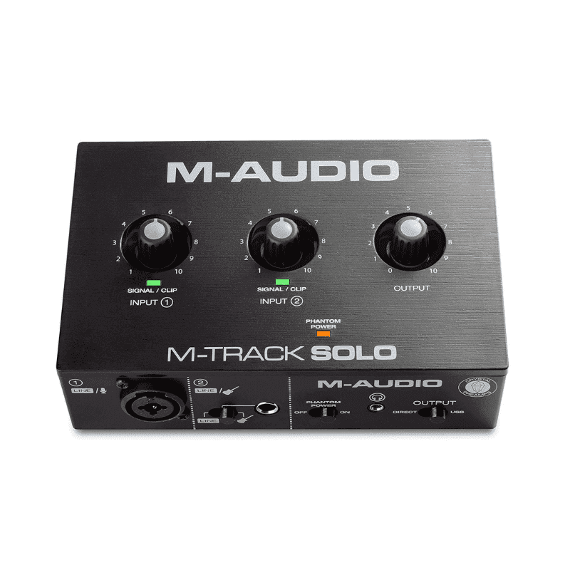 M-AUDIO M-Track Solo 48-KHz, 2-channel USB Audio Interface with 1 Crystal Phantom Power and Instrument Input