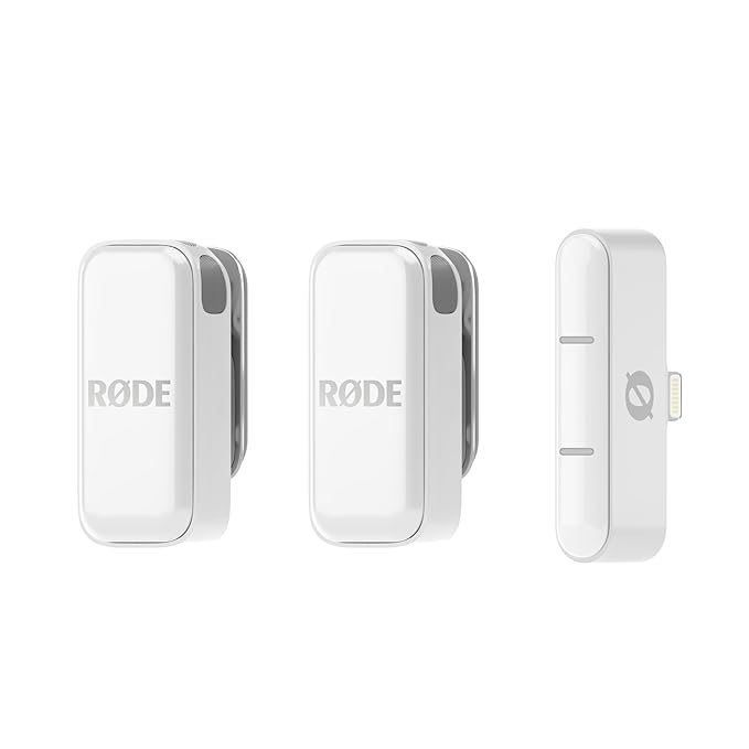 RØDE Wireless Micro - Compact Wireless Microphone, Two Microphones with Charging Case for Smartphone Content Creation - Lightning, White