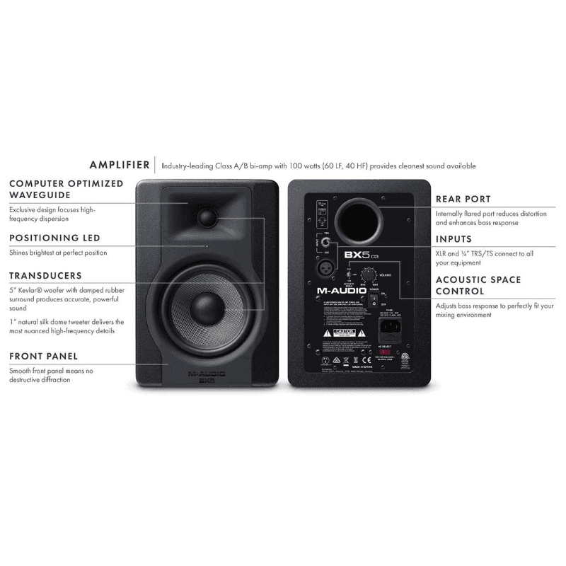 M-Audio BX5 D3 Compact 2-Way 5 Inch Active Studio Monitor Pair With Isolation Pad - Image 4