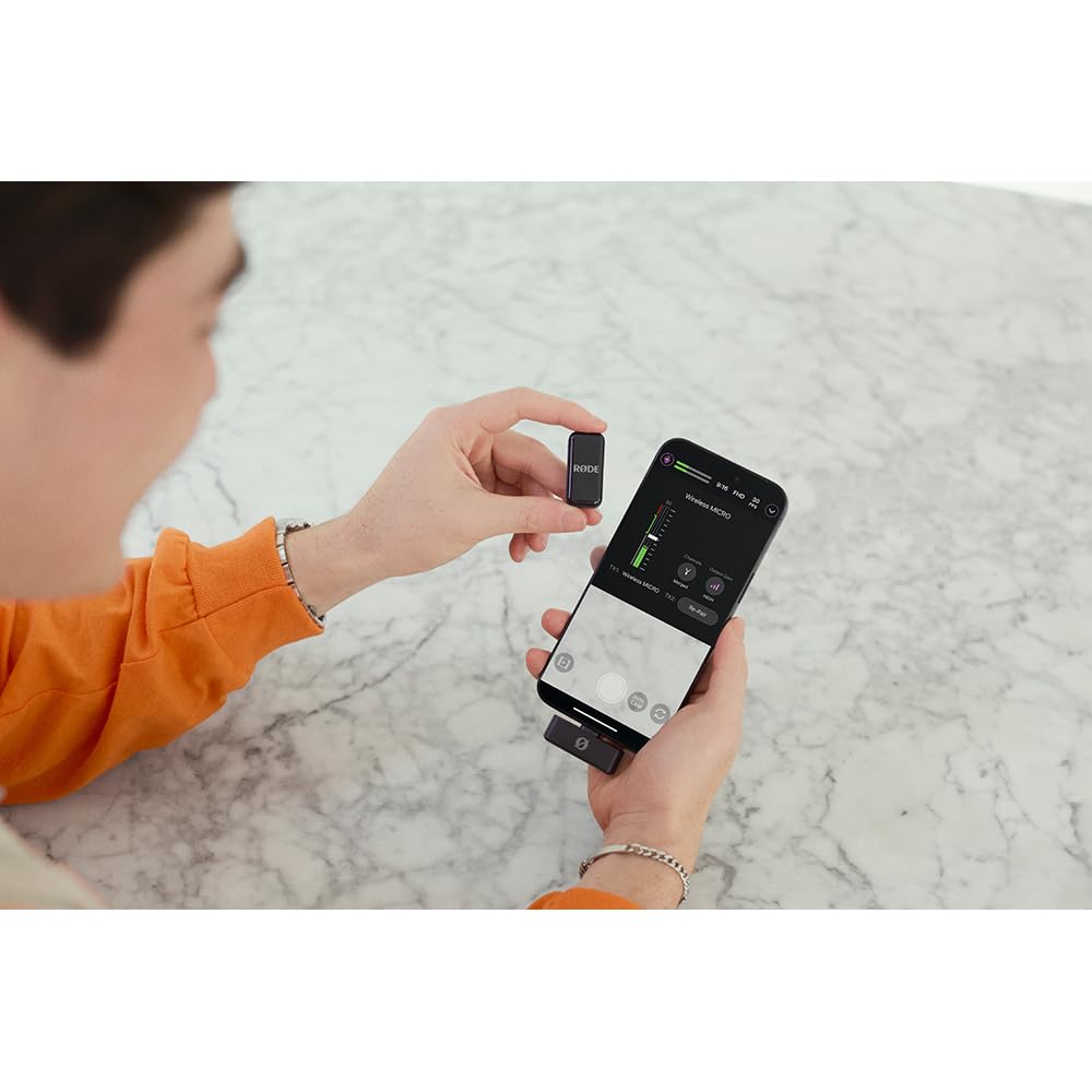 Rode Wireless Micro - Compact Wireless Microphone, Two Mics with Charge Case for Smartphone Content Creation - USB-C, Black - Image 2