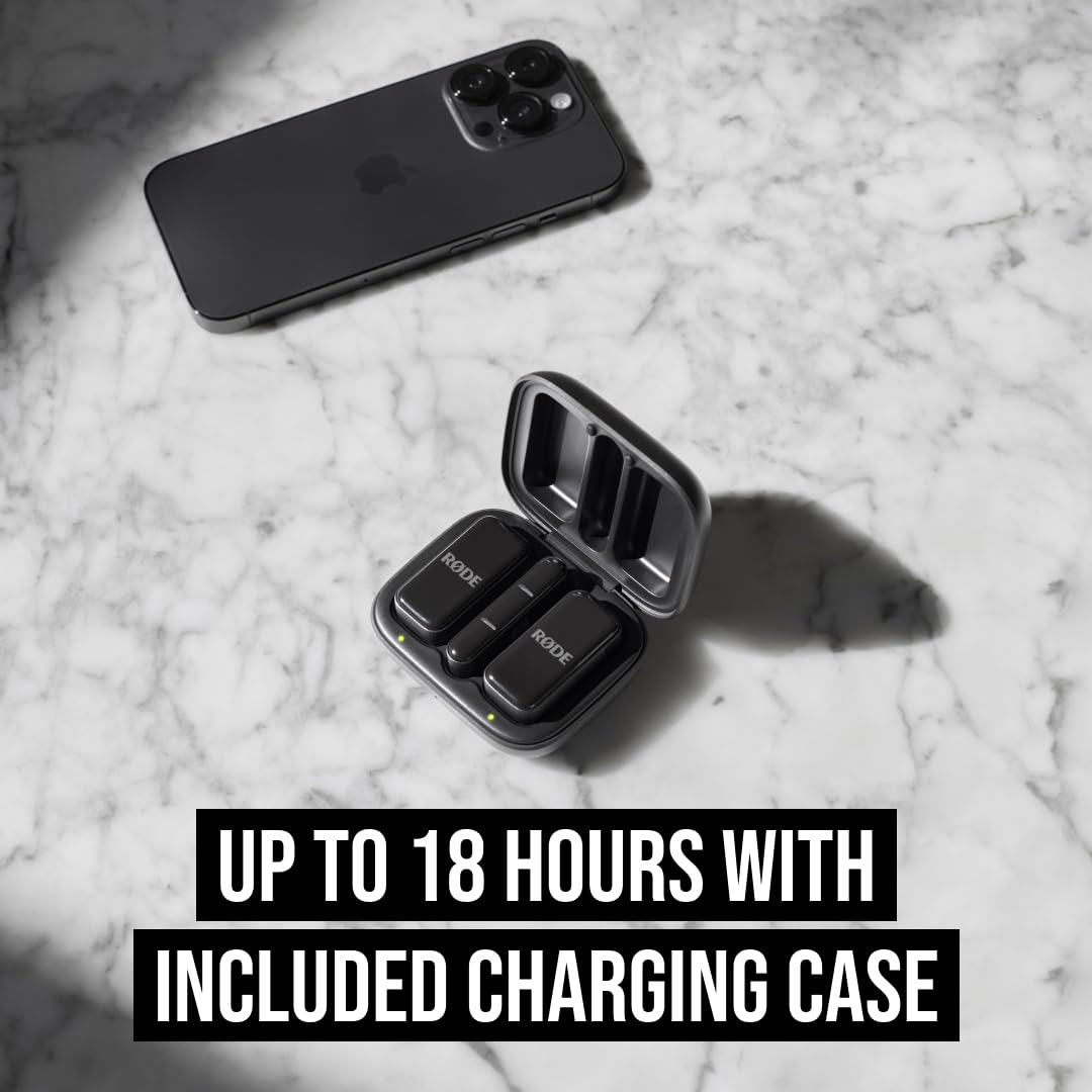 Rode Wireless Micro - Compact Wireless Microphone, Two Mics with Charge Case for Smartphone Content Creation - USB-C, Black - Image 10