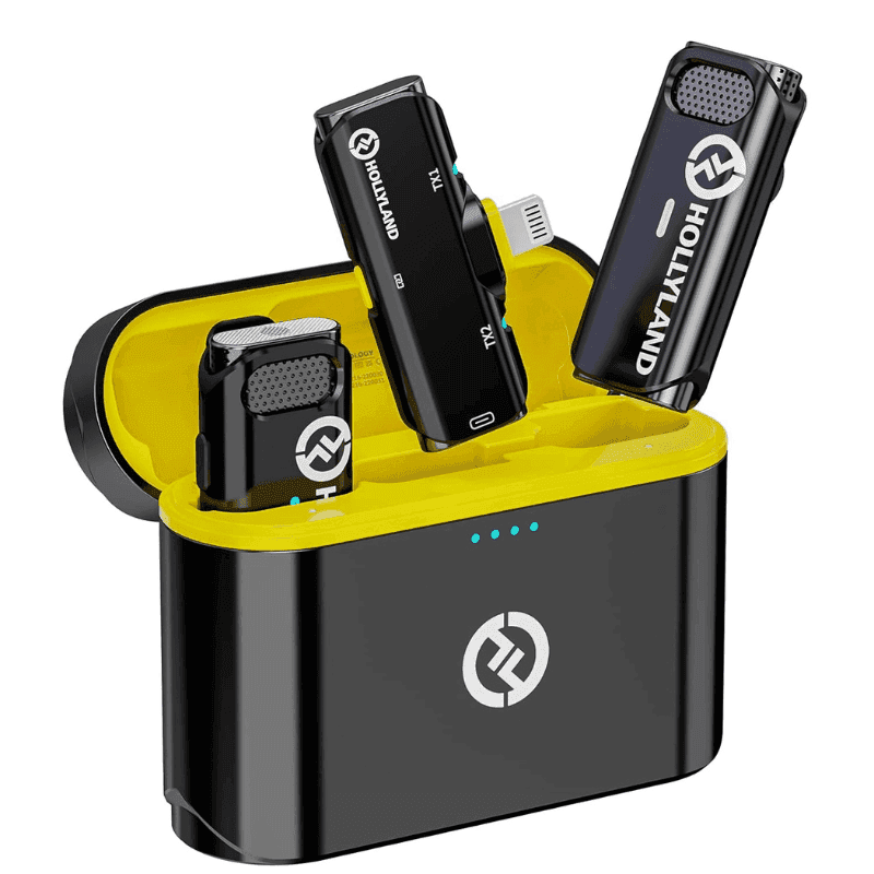 Hollyland Lark C1 Wireless Microphone for iPhone with MFi Certified Lightning 650FT 8H Plug-Play Lavalier Noise Cancellation Dual Lapel Mic for YouTube Vlogging Interview Video Recording(iOS Black)