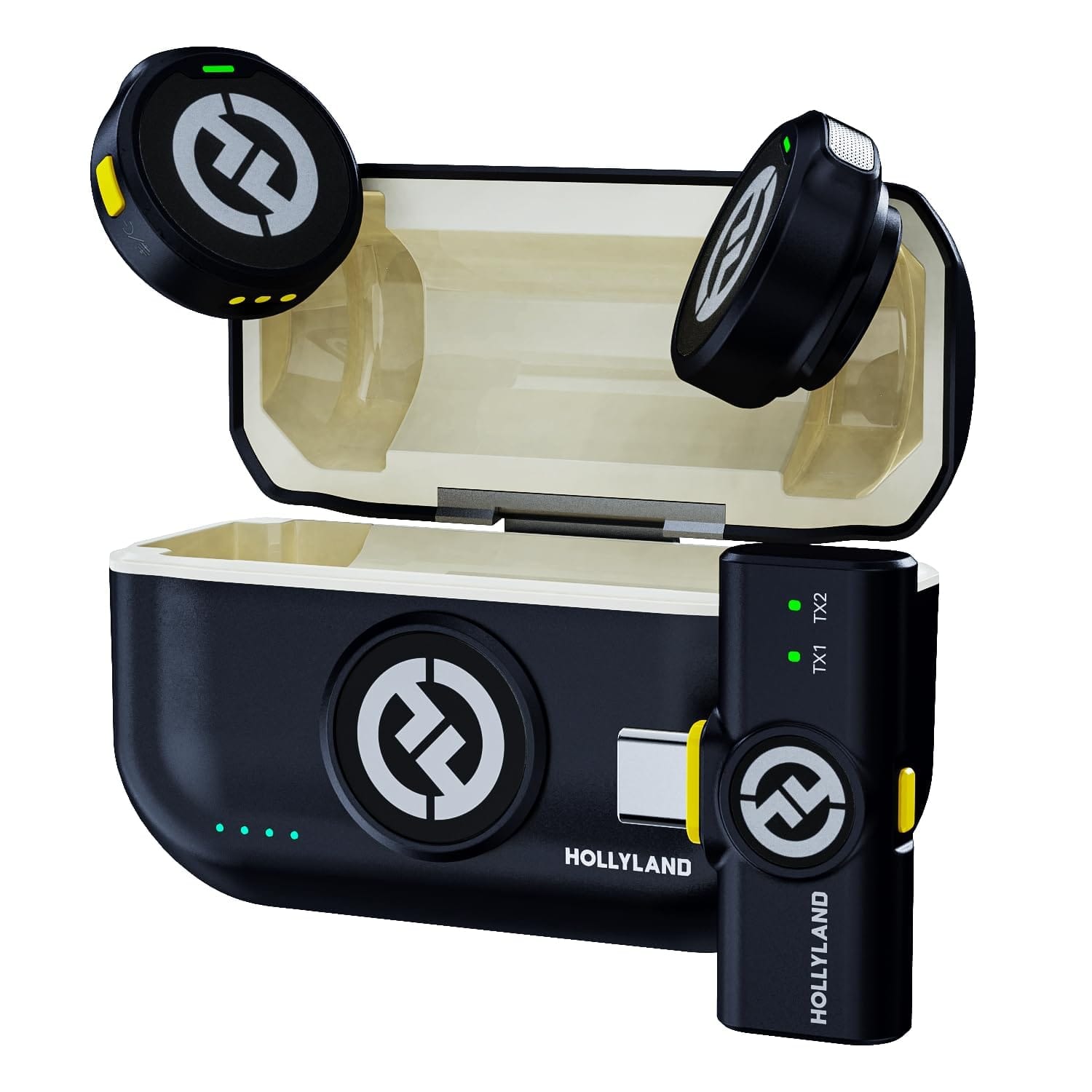 Hollyland Lark M2 Wireless Lavalier Microphone for iPhone 15/15 pro/15pro max/Android, Hi-Fi Audio, Mini Mic, 300m LOS Range, Noise Cancellation, 30H Duration for Vlog Youtuber-Black