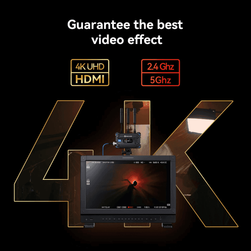 Hollyland Pyro S Wireless HDMI and SDI Video Transmission System, Auto Dual-Band Hopping, 4K30/1080p60 1300ft Los Range 50ms Latency, Smart Channel Scan, Up to 4 Receiver, UVC Live Stream (1TX+1RX) - Image 4