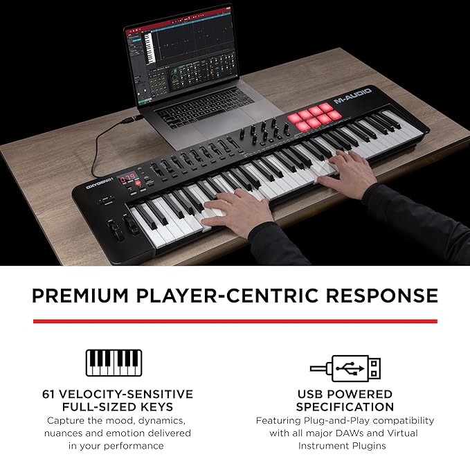 M-Audio Oxygen 61 V – 61 Key USB MIDI Keyboard Controller With Beat Pads, Smart Chord & Scale Modes, Arpeggiator and Software Suite - Image 2