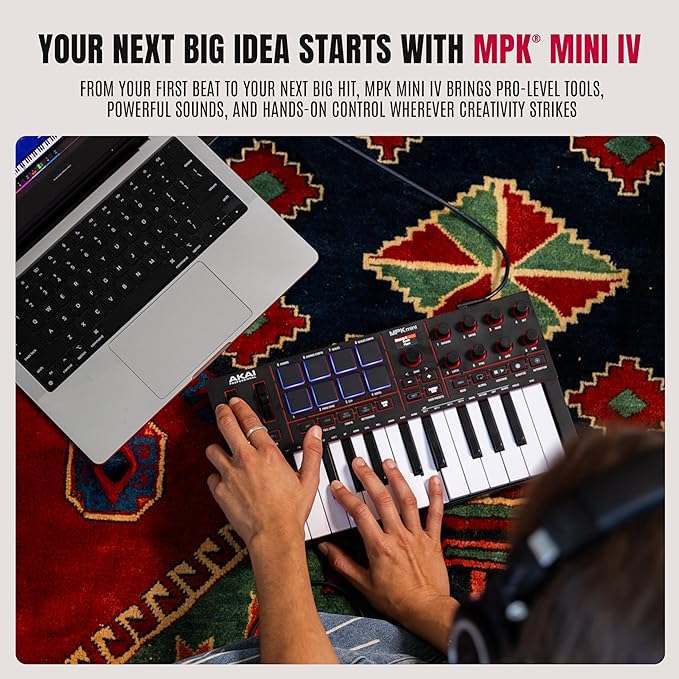 Akai MPK MINI MK4 Compact Midi Keyboard and Pad MIDI Controller Black - Image 2