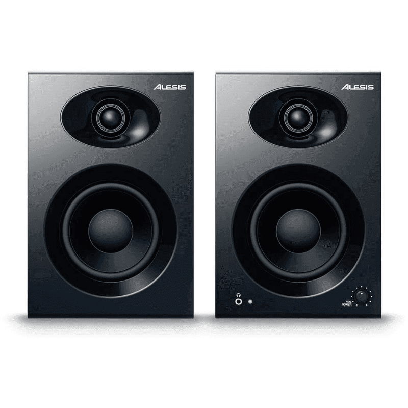 Alesis Elevate 4 |Pair of 50 W Powered Desktop Studio or Gaming Wired Speakers (Black)