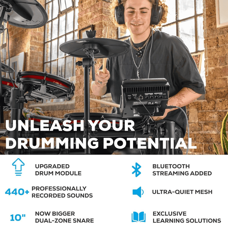Alesis Nitro Max Kit Eight Piece Electronic Drum Kit with Mesh Heads, Bluetooth - Image 8