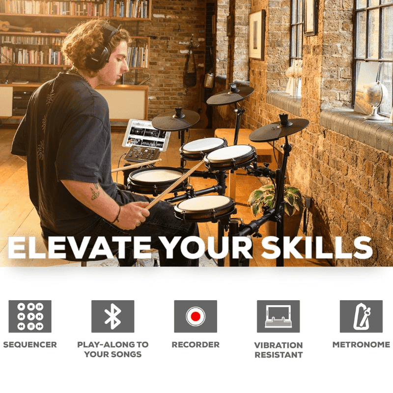 Alesis Nitro Max Kit Eight Piece Electronic Drum Kit with Mesh Heads, Bluetooth - Image 3