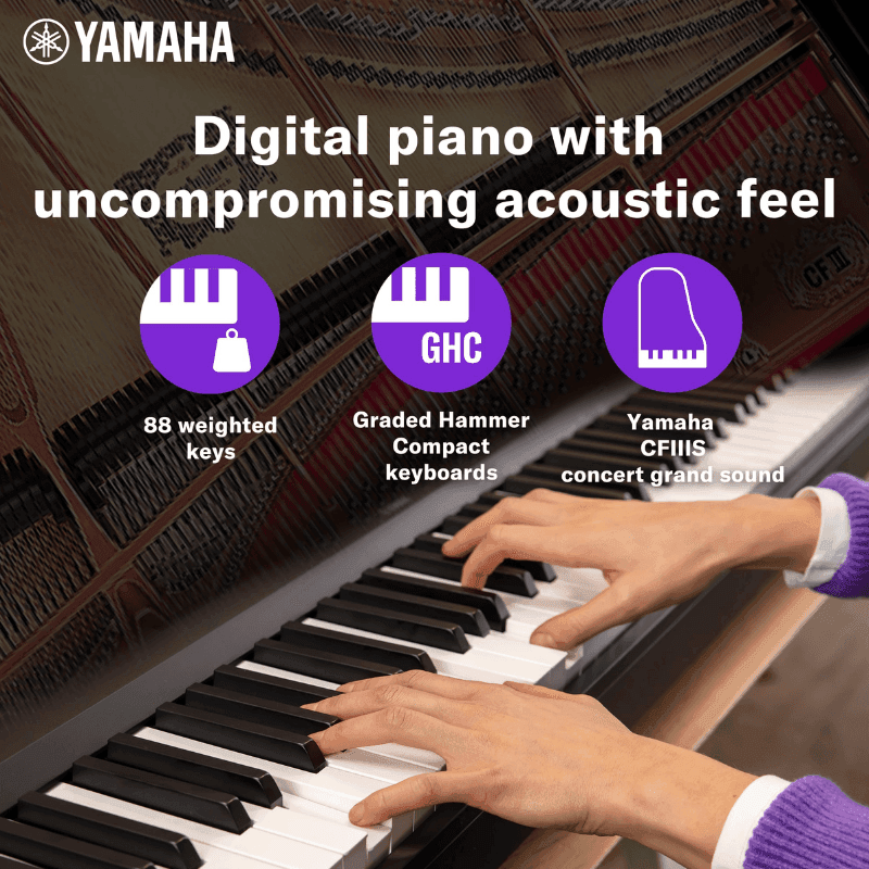 Yamaha P-145B 88-Key Weighted Action Portable Digital Piano with Power Supply, great for beginners (Adaptor Included) - Image 2