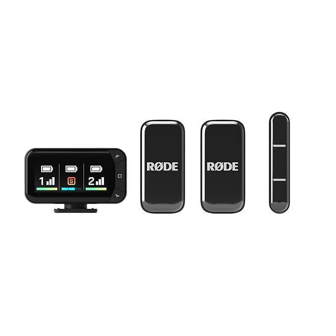 RØDE Wireless Micro - Compact Wireless Microphone Camera Kit, Two Mics with Camera Receiver, Smartphone Receiver, and Charge Case for Content Creation - USB-C, Black