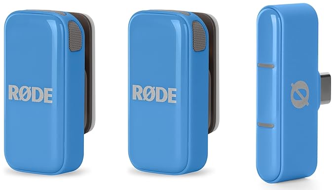 RØDE Wireless Micro - Compact Wireless Microphone, Two Mics with Charge Case for Smartphone Content Creation - USB-C, Blue - Image 2
