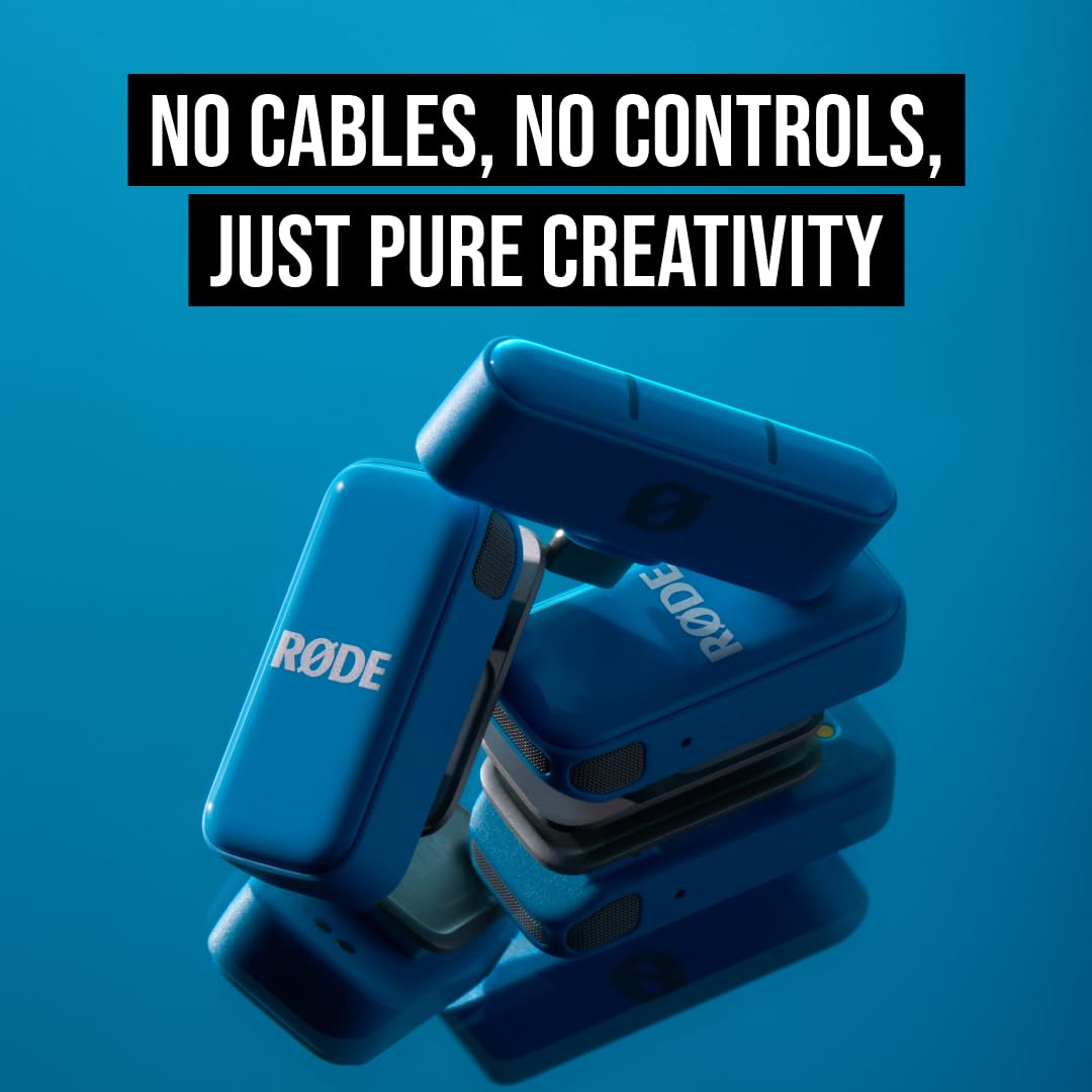 RØDE Wireless Micro - Compact Wireless Microphone, Two Mics with Charge Case for Smartphone Content Creation - USB-C, Blue - Image 5