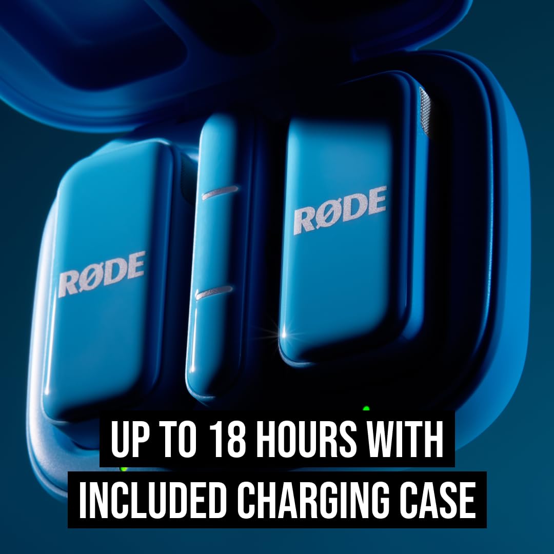 RØDE Wireless Micro - Compact Wireless Microphone, Two Mics with Charge Case for Smartphone Content Creation - USB-C, Blue - Image 7