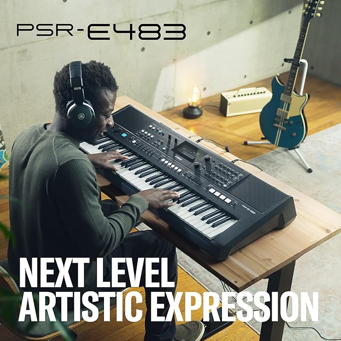 Yamaha PSR-E483 61-Key Portable Keyboard, Lightweight Design, Built-in Voices & Styles, USB Connectivity, Touch Response Keys, Ideal for Beginners, Students, Learning & Home Practice - Image 2