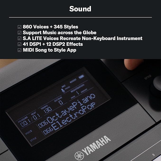 Yamaha PSR-E483 61-Key Portable Keyboard, Lightweight Design, Built-in Voices & Styles, USB Connectivity, Touch Response Keys, Ideal for Beginners, Students, Learning & Home Practice - Image 3