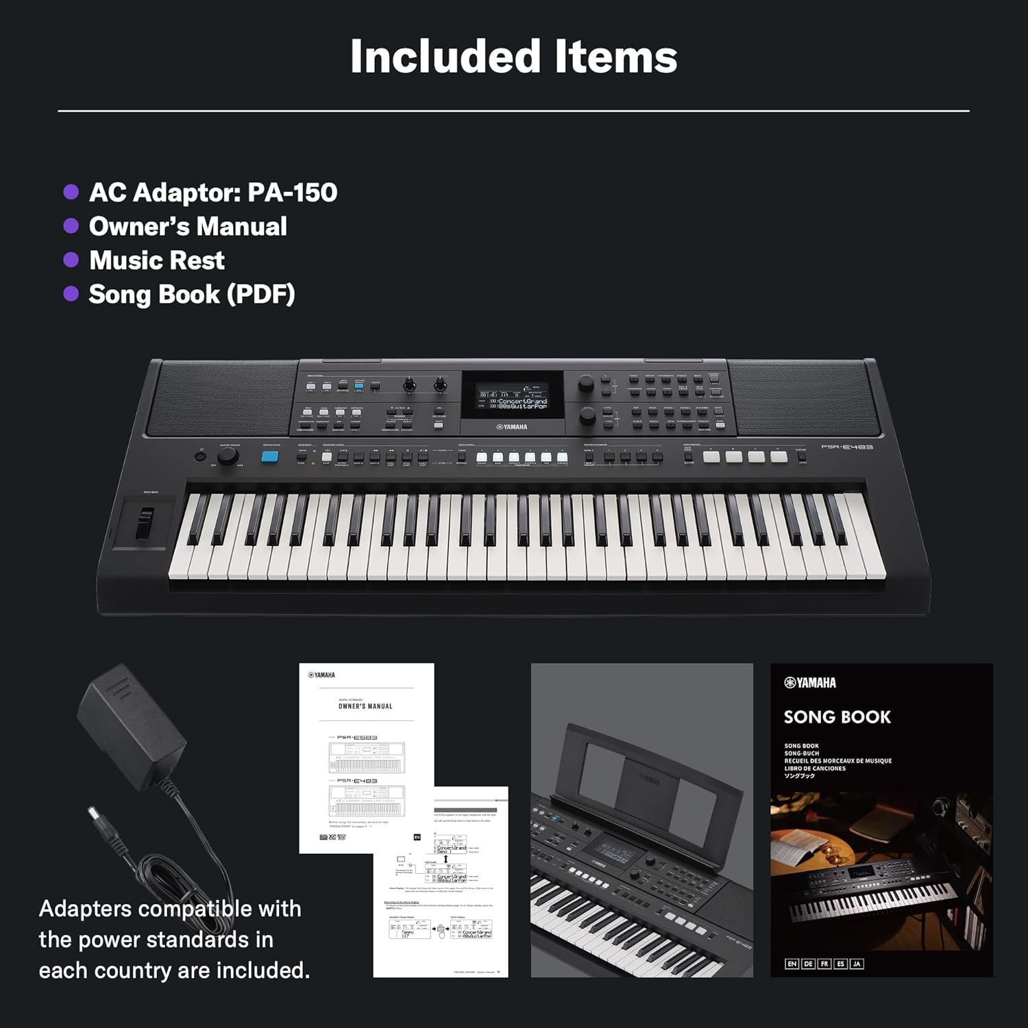 Yamaha PSR-E483 61-Key Portable Keyboard, Lightweight Design, Built-in Voices & Styles, USB Connectivity, Touch Response Keys, Ideal for Beginners, Students, Learning & Home Practice - Image 7