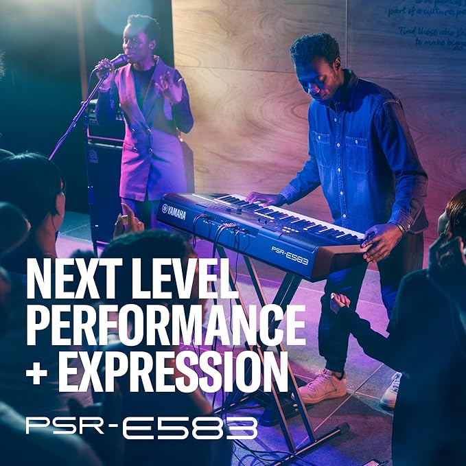 Yamaha PSR-E583 61-Key Portable Keyboard with Touch Response, Advanced Built-in Voices & Styles, USB Connectivity, Performance Controls, Lightweight Design for Professional Use & Studio Practice - Image 2