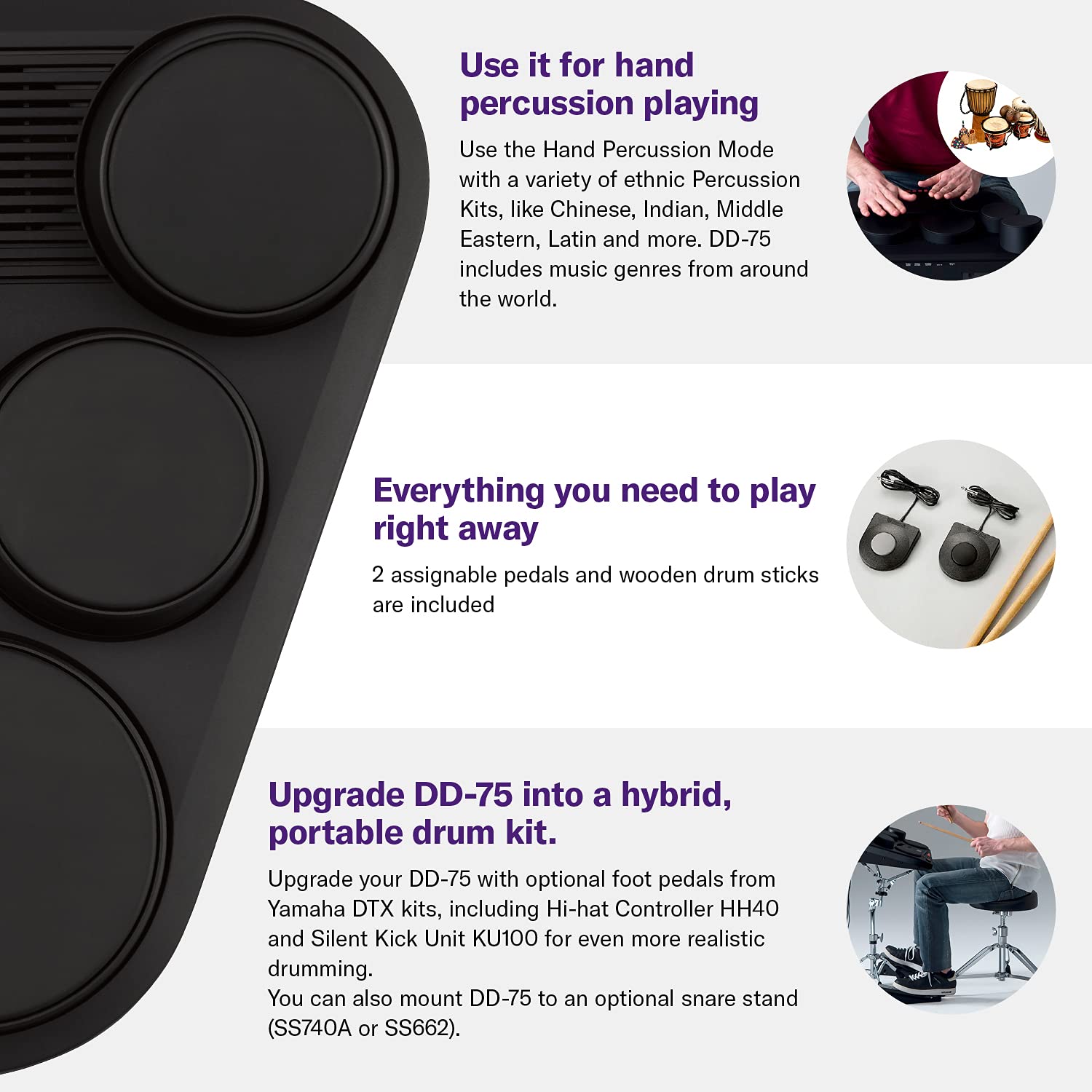 YAMAHA DD-75 Portable Digital Drums, Black - Image 7