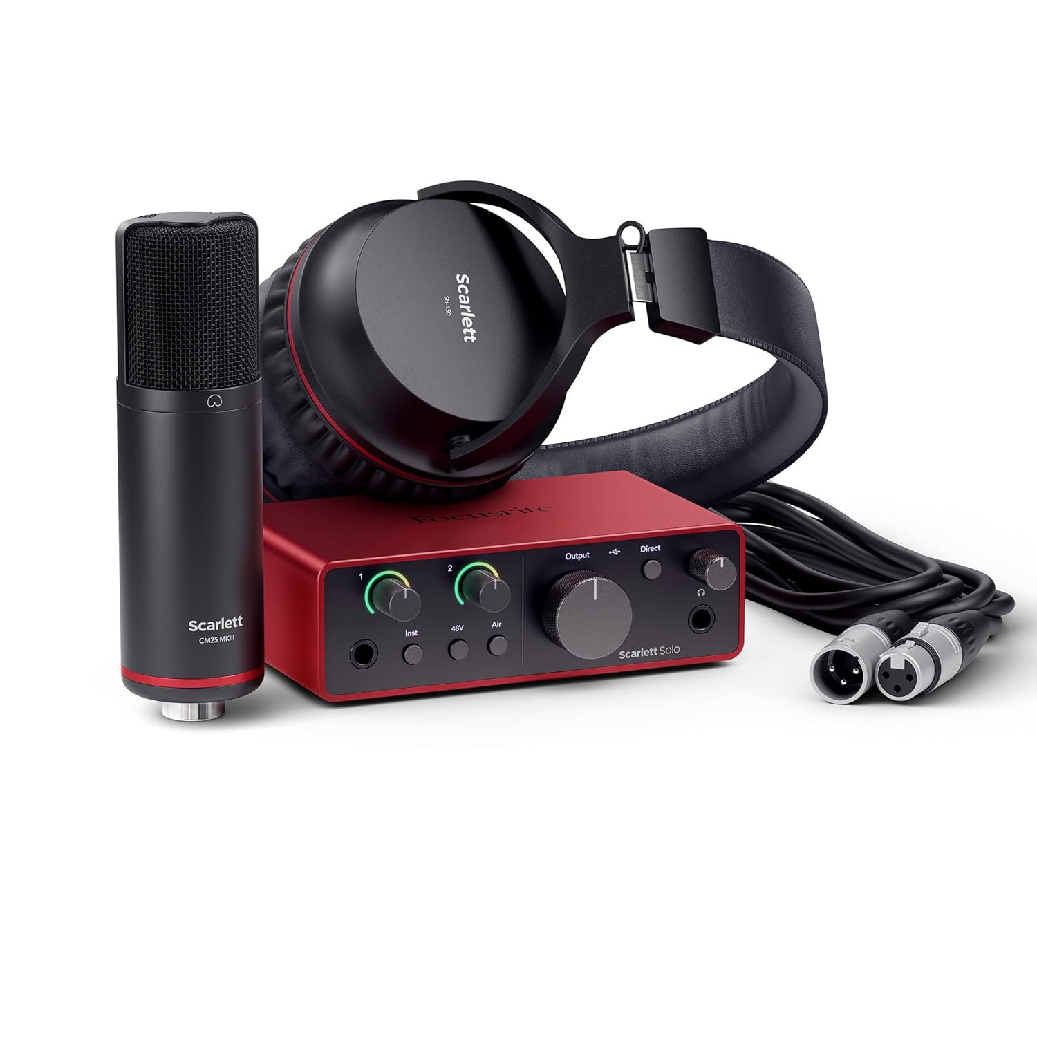 Focusrite Scarlett Solo Studio 4th Gen USB Audio Interface Bundle for the Songwriter, Guitarist, Vocalist or Producer with Condenser Microphone and Headphones for Recording, Streaming, and Podcasting