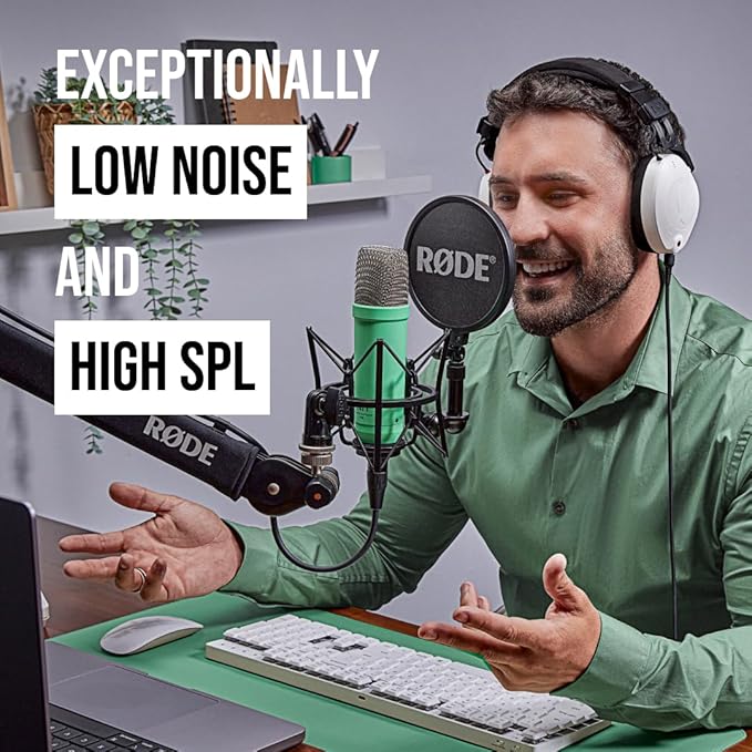 Rode NT1 Signature Series Large-Diaphragm Condenser Microphone With Shock Mount, Pop Filter And XLR Cable For Music Production, Vocal Recording, Streaming And Podcasting (Green) - Image 4