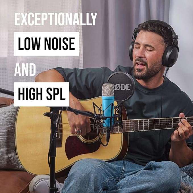 Rode NT1 Signature Series Large-Diaphragm Condenser Microphone with Shock Mount, Pop Filter and XLR Cable for Music Production, Vocal Recording, Streaming and Podcasting (Blue) - Image 4