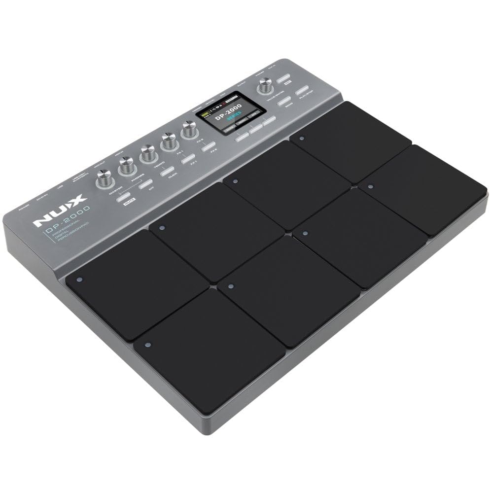 NUX DP-2000 Digital Percussion Pad with 8 Touch Sensitive Zones and a Huge Library of Internal Sounds, Black