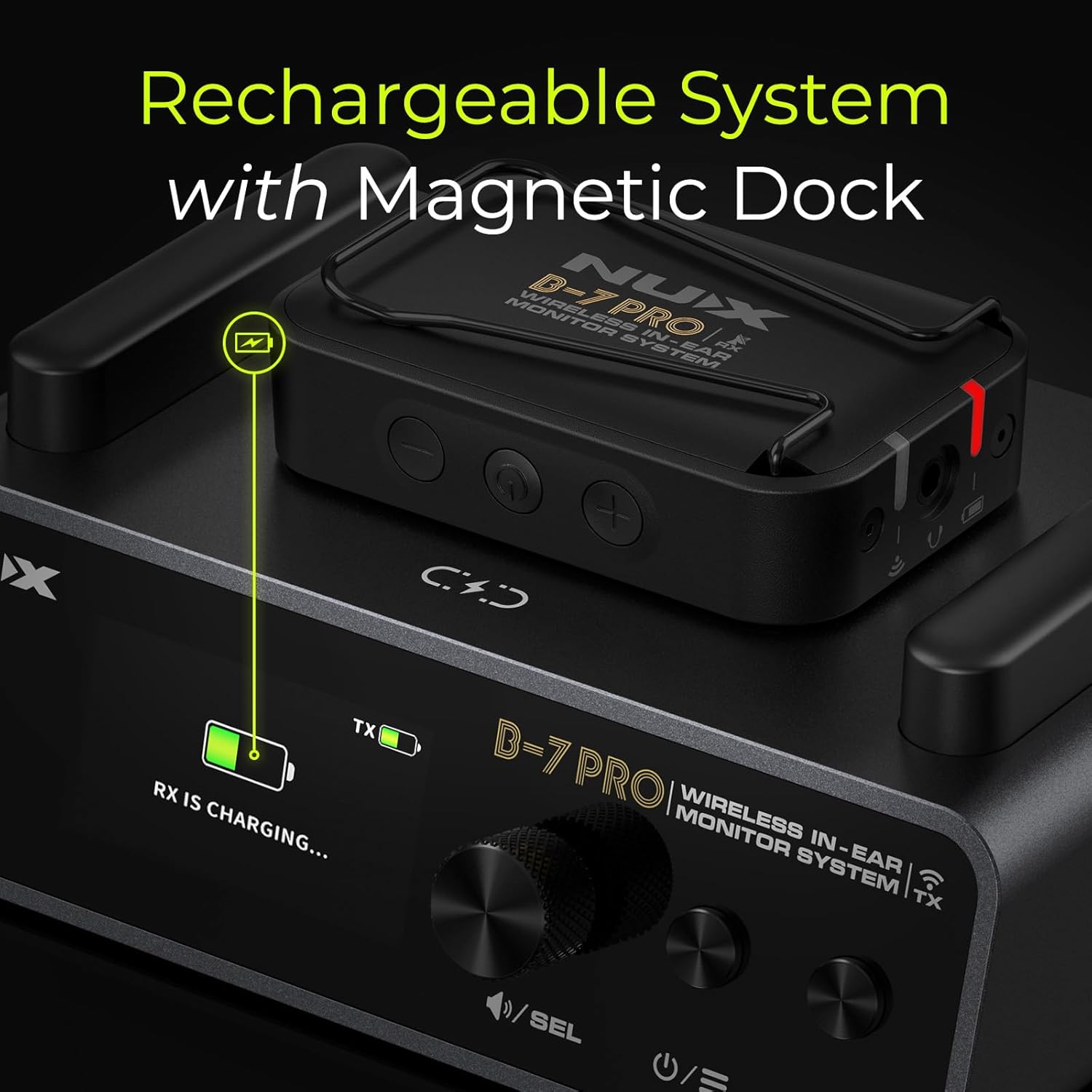NUX B-7 Pro Stereo Wireless in-Ear Monitor System, 24-bit 48 kHz Stereo Audio, 2.4 GHz Interference-Free, Automatic Setup - Image 5