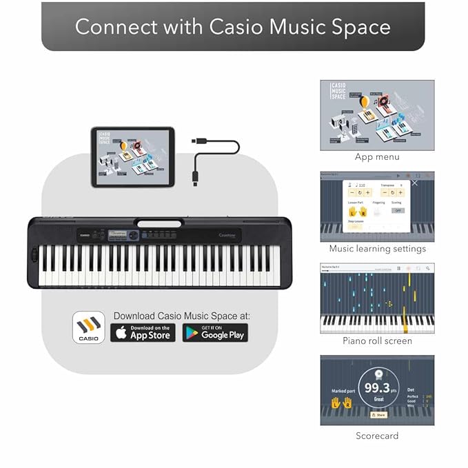 Casio CT-S300 Casiotone 61-Key Touch Sensitive Portable Keyboard (Black) - Image 3