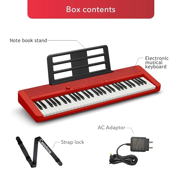 Casio Casiotone CT-S1 61-key Touch Sensitive Portable Keyboard - RED - Image 4