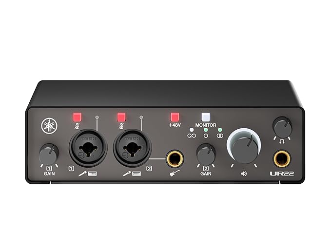 Yamaha 2-in/2-out USB-C Audio Interface with 24-bit/192kHz Support, 2 Combo Inputs, Direct Monitoring, Loopback Function, and Steinberg Software Suite, Black UR22MK3 B