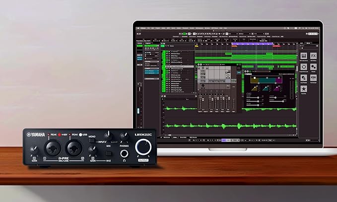 Yamaha 2-in/2-out USB-C Audio/MIDI Interface with 32-bit/192kHz Support, 2 combo Inputs, DSP-Powered Mixing/Effects, Steinberg Software Suite, Black URX22C - Image 3